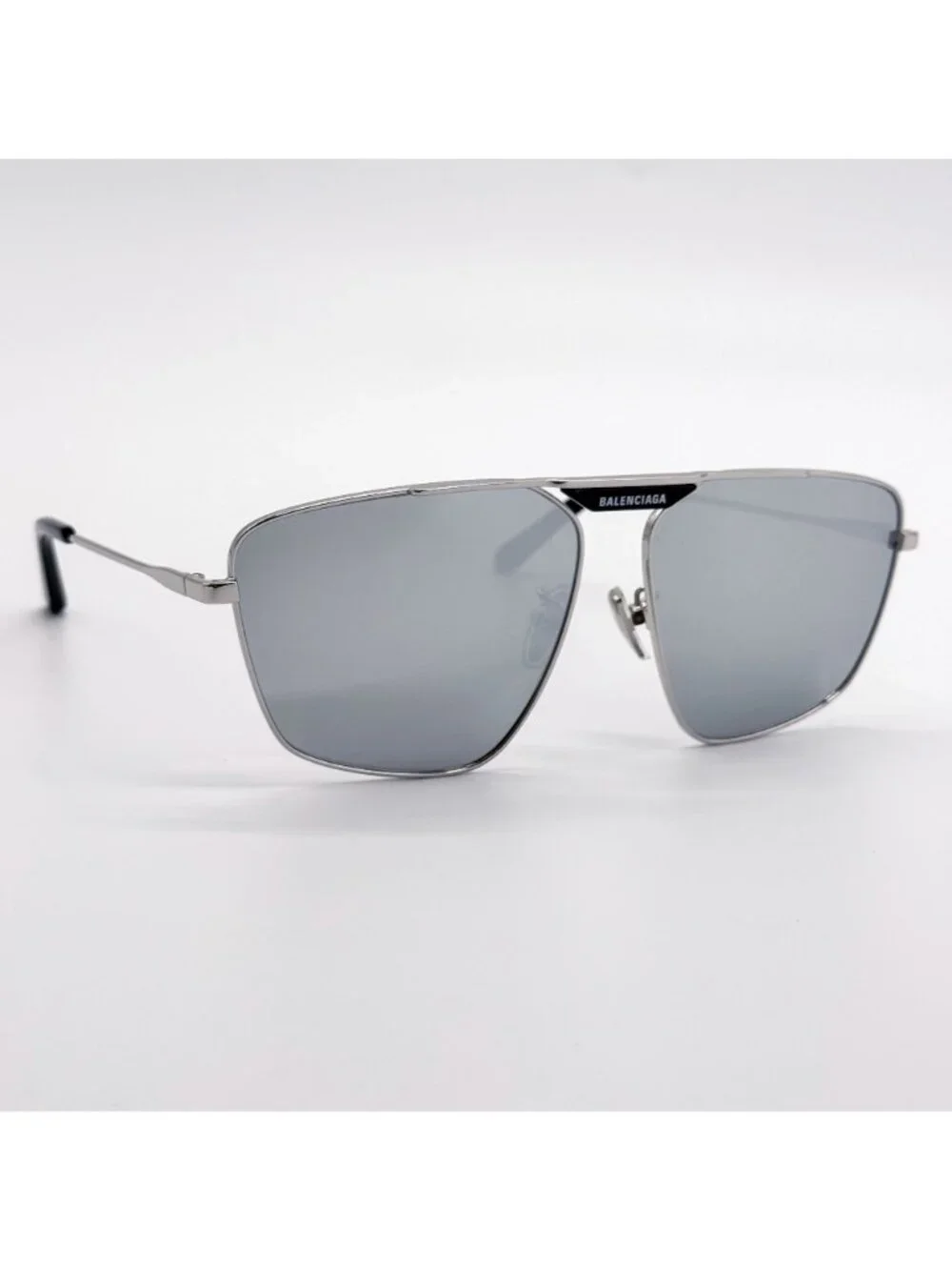 New Balenciaga Sunglasses Silver Pillot Frame Unisex BB0246SA 002